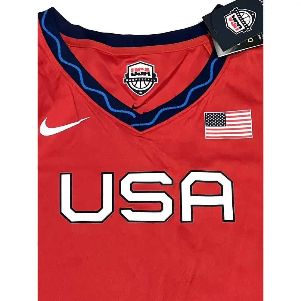 Nike Womens Team USA Basketball Jersey Size L Large DD1568 611 Red Blank Olympic